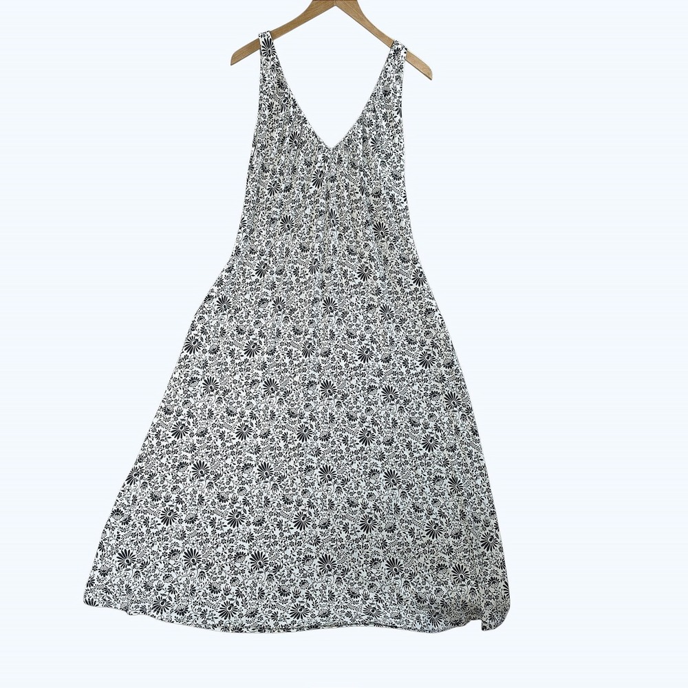 Boden Cottagecore Floral Jersey Maxi Dress 8R Boho Casual Summer Black White
